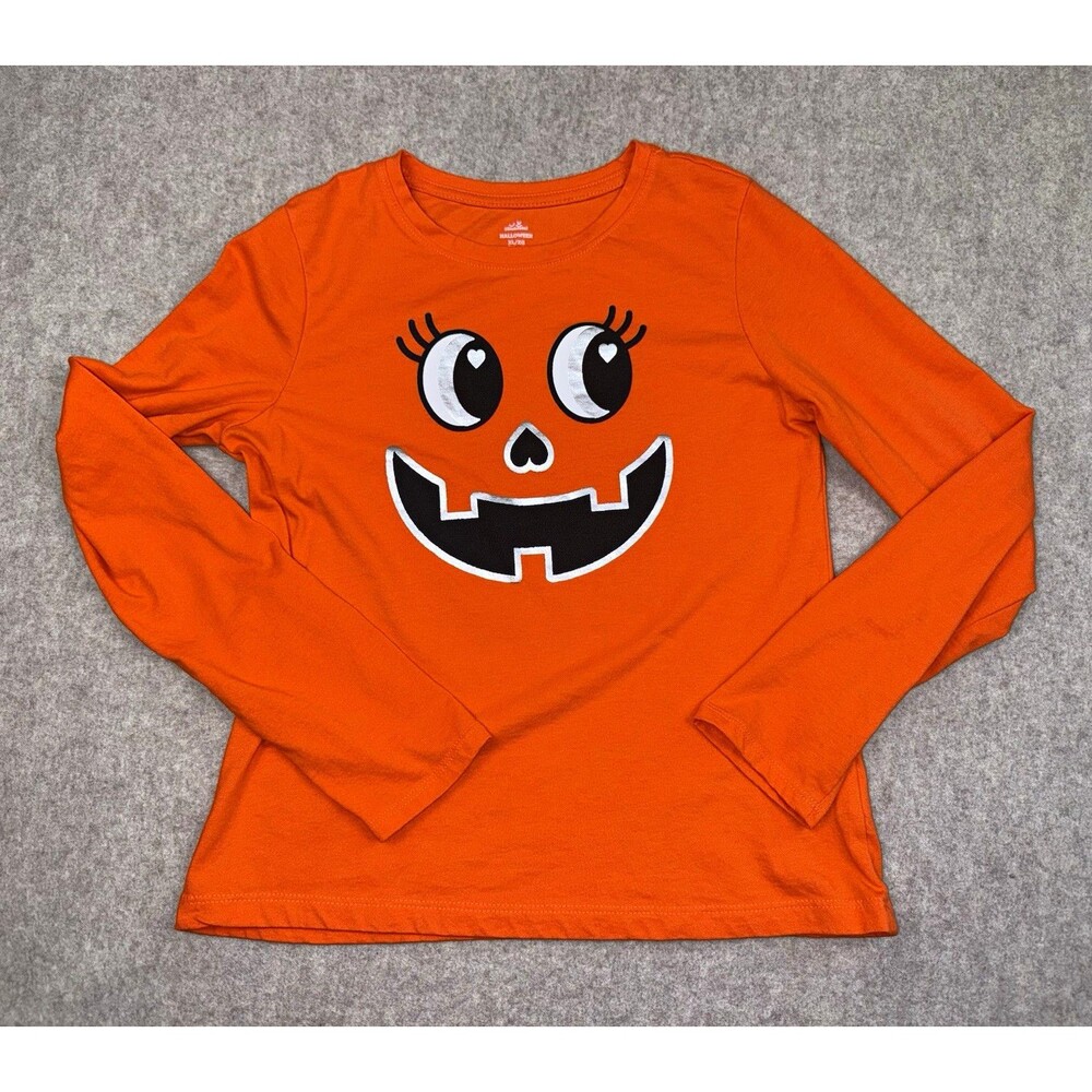Way to Celebrate! Girls XL (14-16) Orange Jack-o'-Lantern Long Sleeve Tee